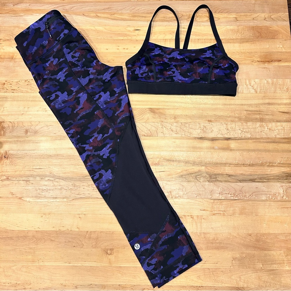 Lululemon Camo Sports Bra and Cropped Leggings Set